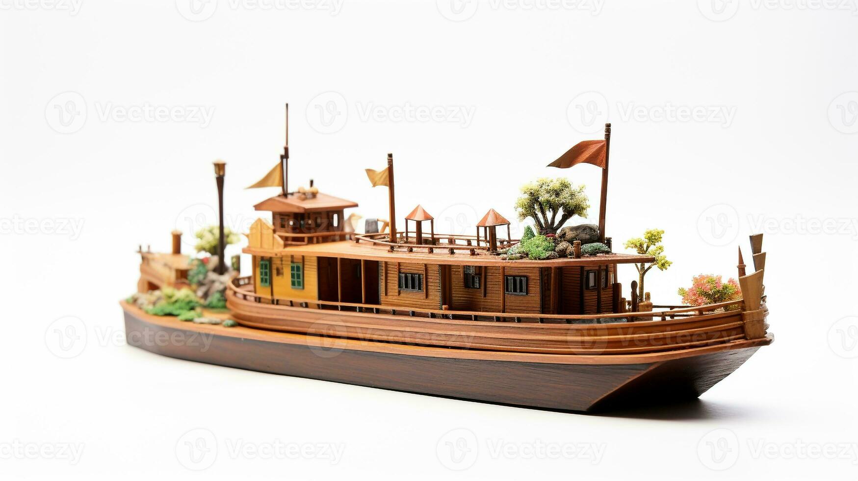Displaying a 3D miniature Barge. Generative AI photo