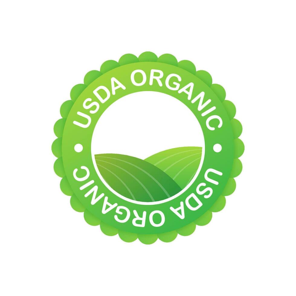 USDA organic emblems, badge, Sticker, logo icon Vector stock illustration