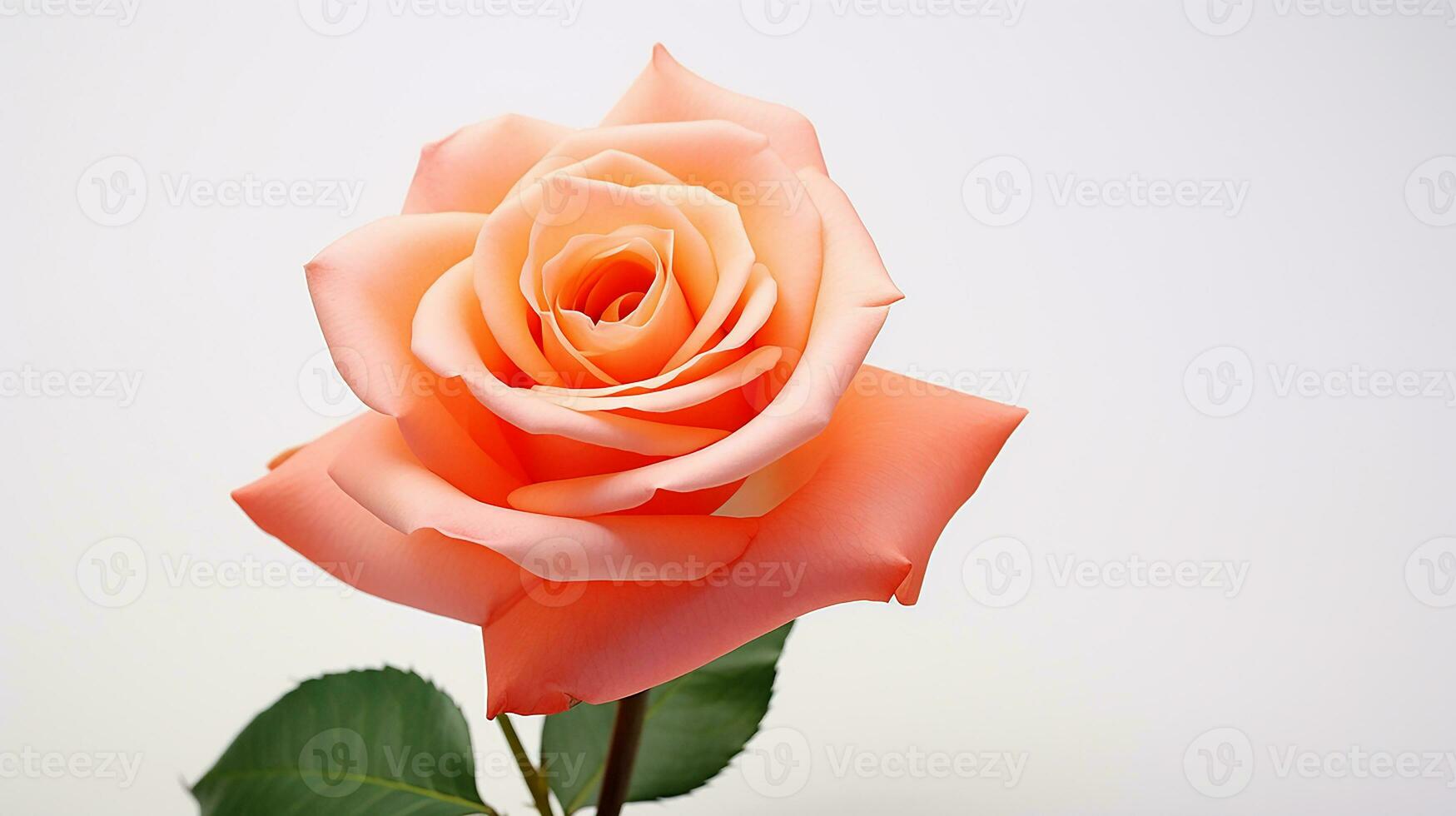 Photo of beautiful Rose flower isolated on white background. Generative AI