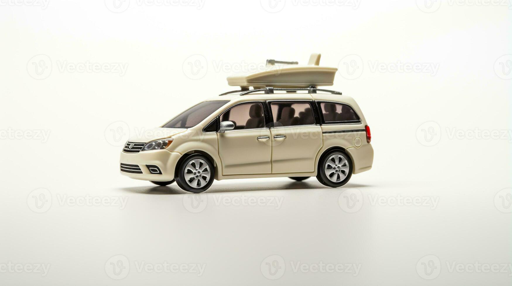 mostrando un 3d miniatura minivan generativo ai foto