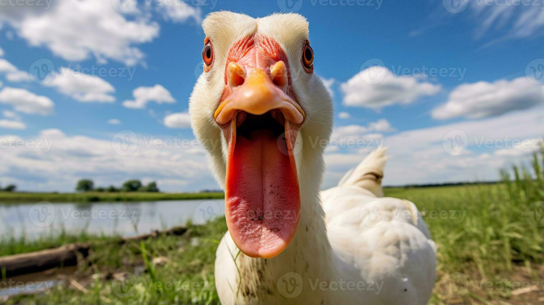 Photo of a Muscovy Duck in the Farmland. Generative AI