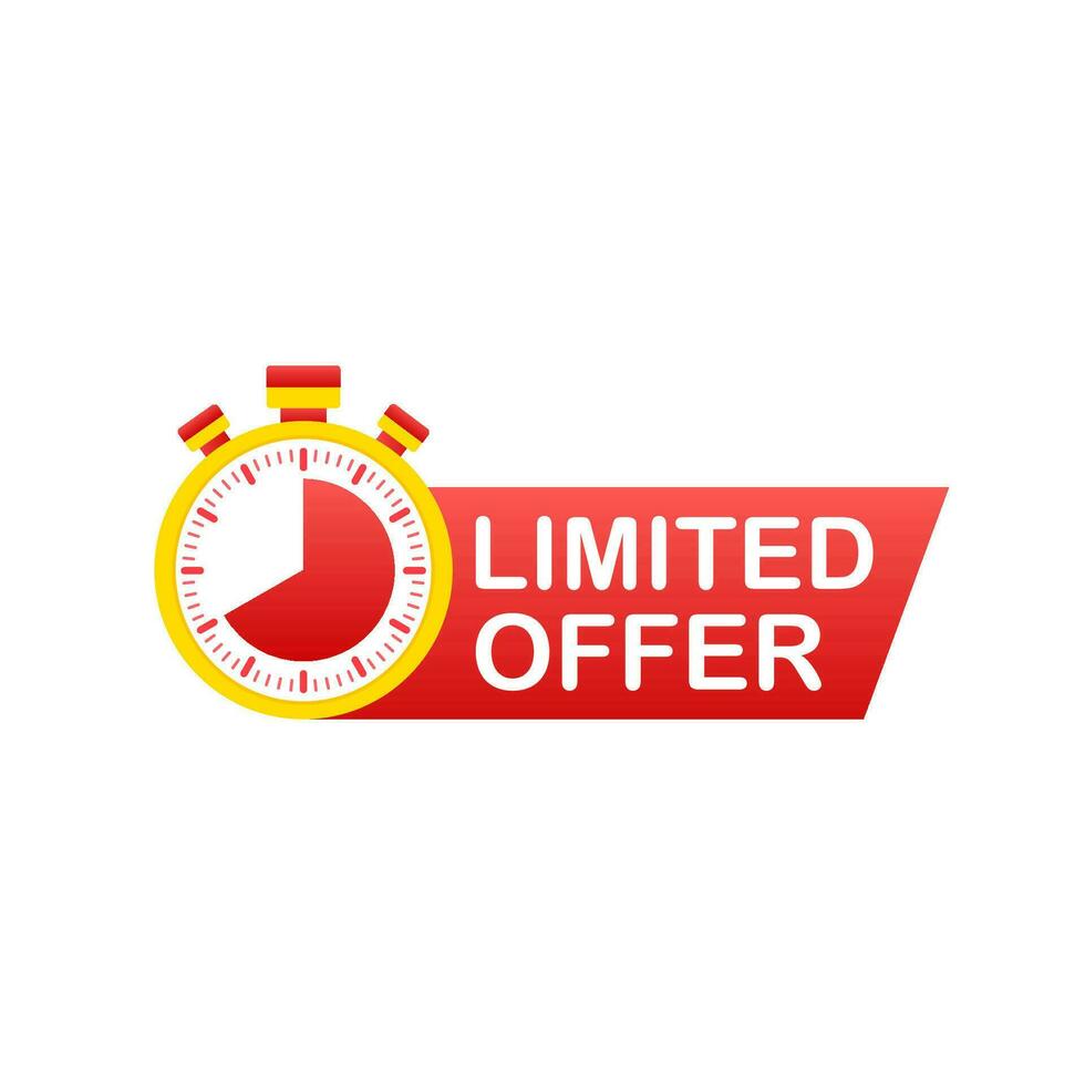 Limited Offer Labels. Alarm clock countdown logo. Limited time offer badge. Vector stock illustration