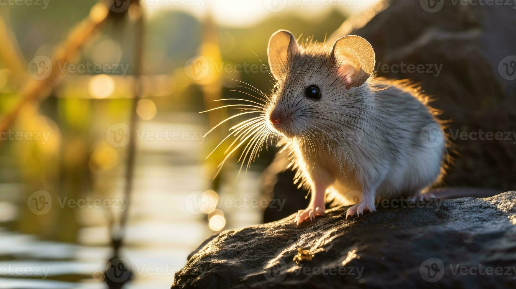 Close-up photo of a Spiny Mouse looking in their habitat. Generative AI