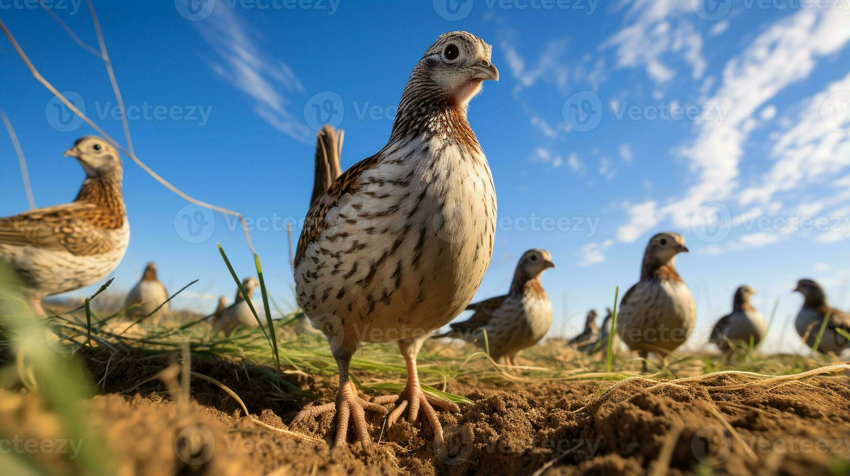 Photo of a Quail in the Farmland. Generative AI