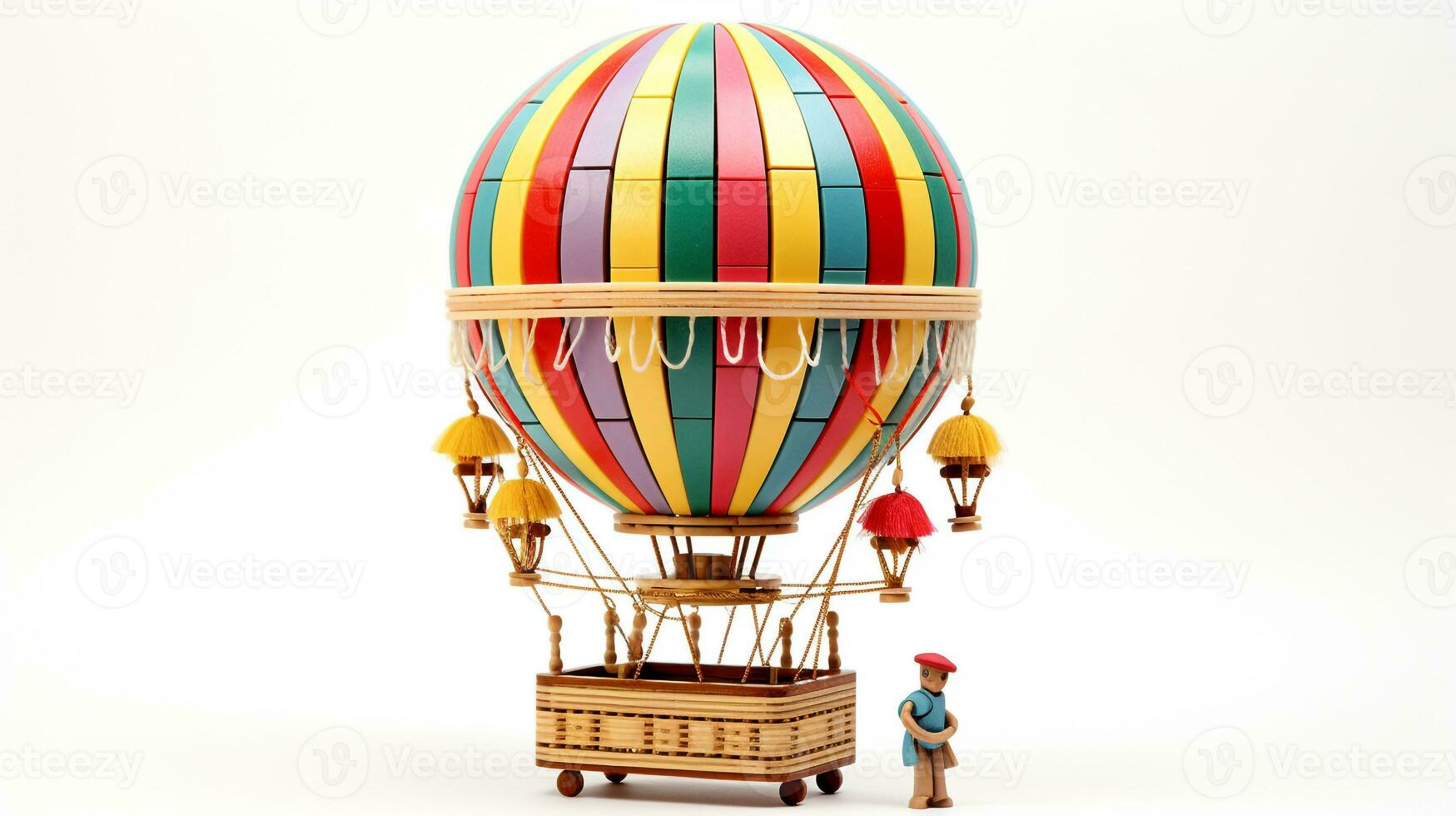 Displaying a 3D miniature Traditional Hot Air Balloon. Generative AI photo