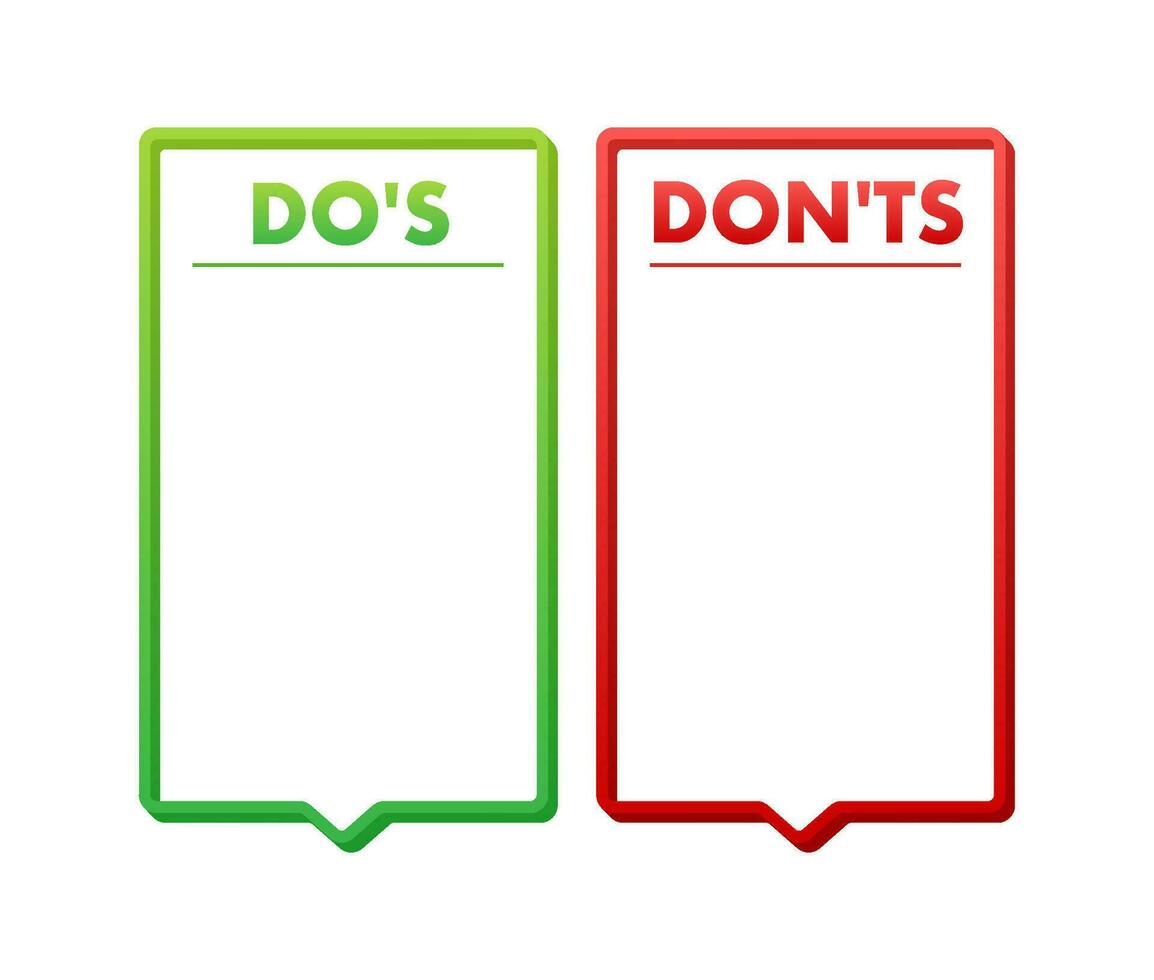 Do s and Don ts button. Flat simple thumb up symbol minimal round logotype element set. Vector illustration