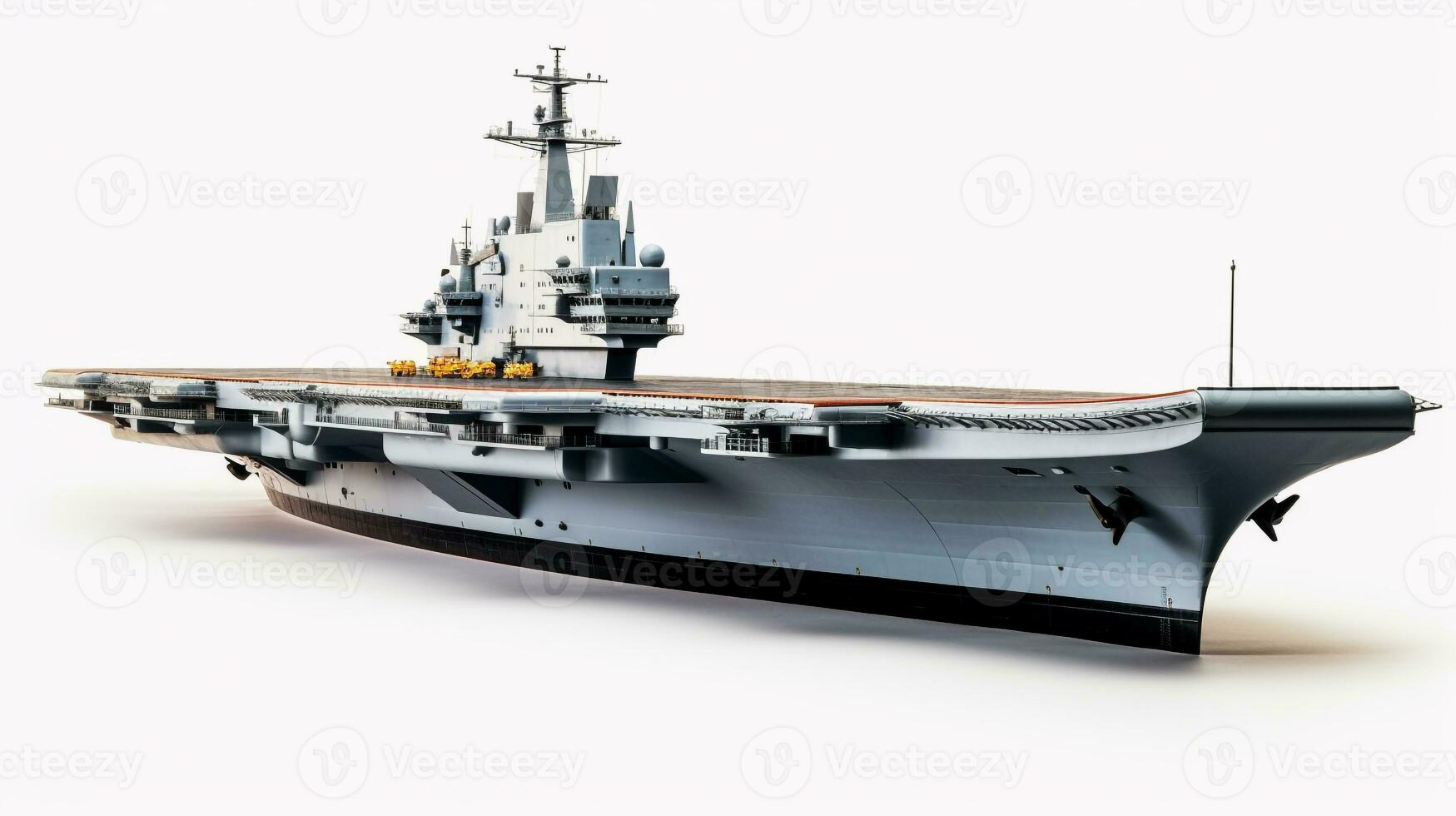 Displaying a 3D miniature Aircraft Carrier. Generative AI photo