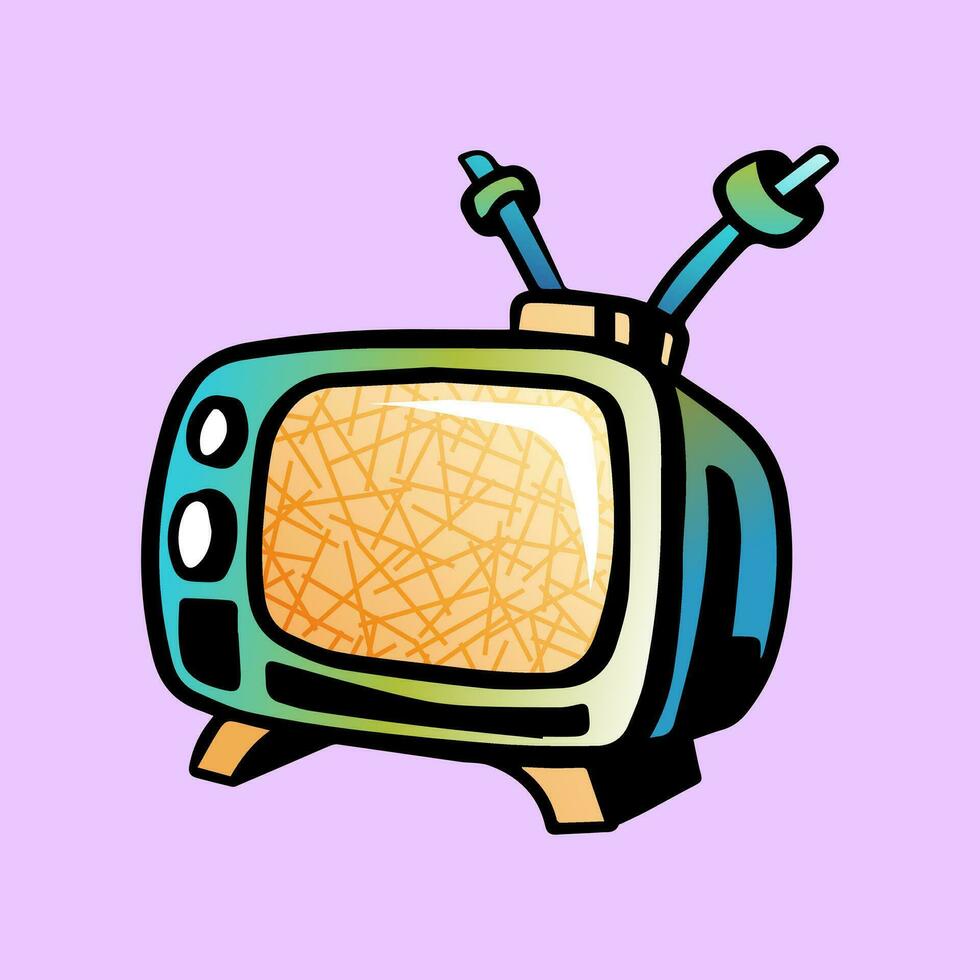 Retro television. old tv hand drawn graffiti style vector