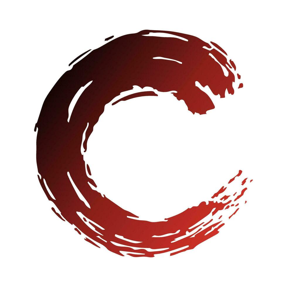 Red ink round stroke on white background. Vector illustration of grunge circle stains. Enso calligraphy element japanese or chinese style