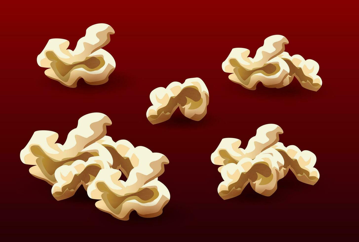 Set of popcorn. Drawn vector illustration, realistic popcorn background for cinema, movie, film, food, theater