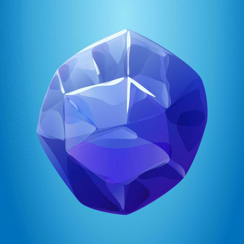 Crystal gem, blue magic gemstones isolated vector