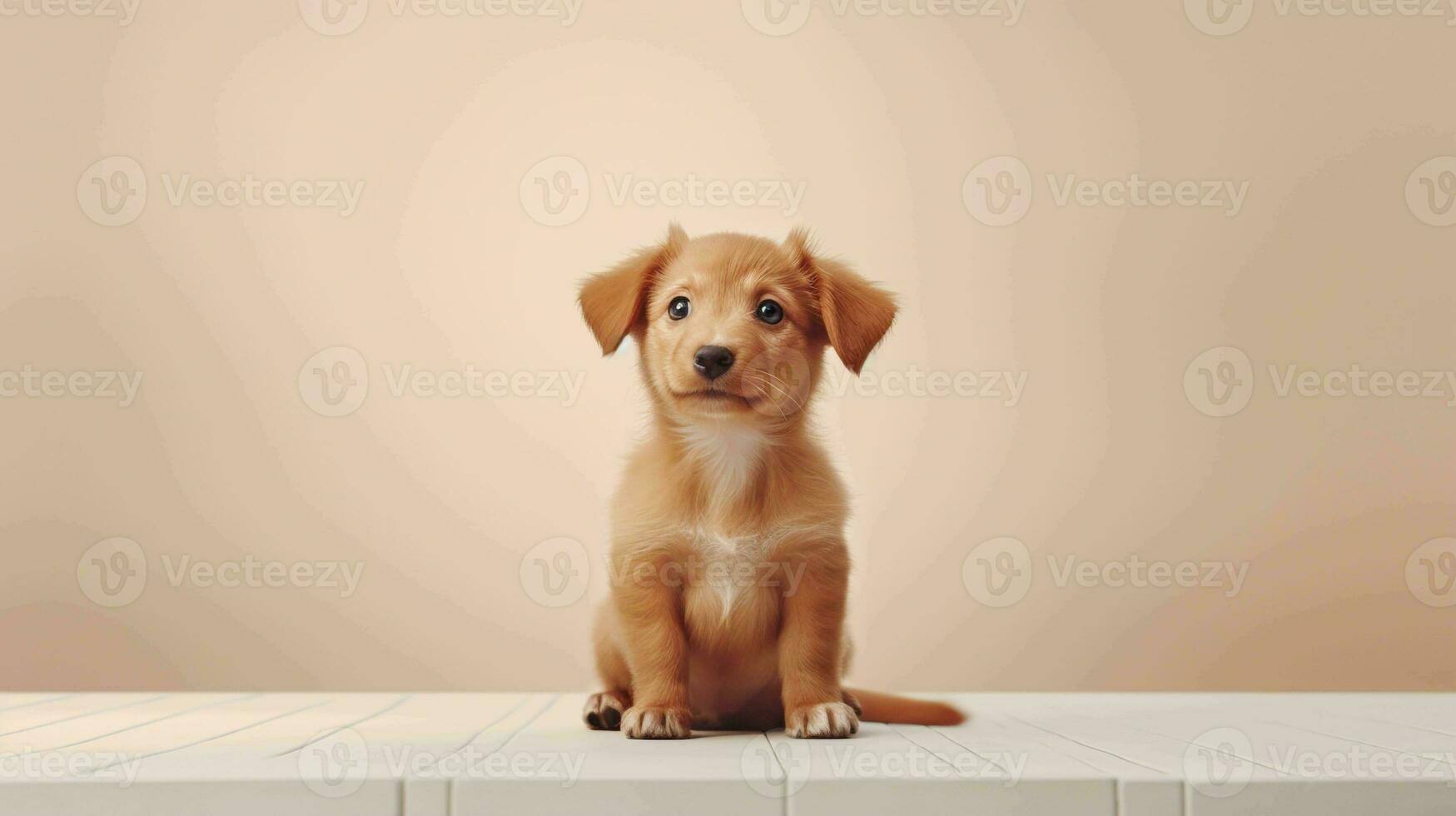 Adorable dog in serene minimalist setting photo