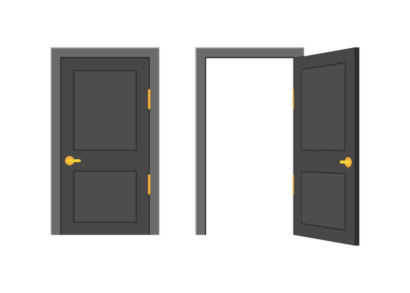 Open end closed door. Interior design. Business concept. Front view. Home office concept. Business success vector