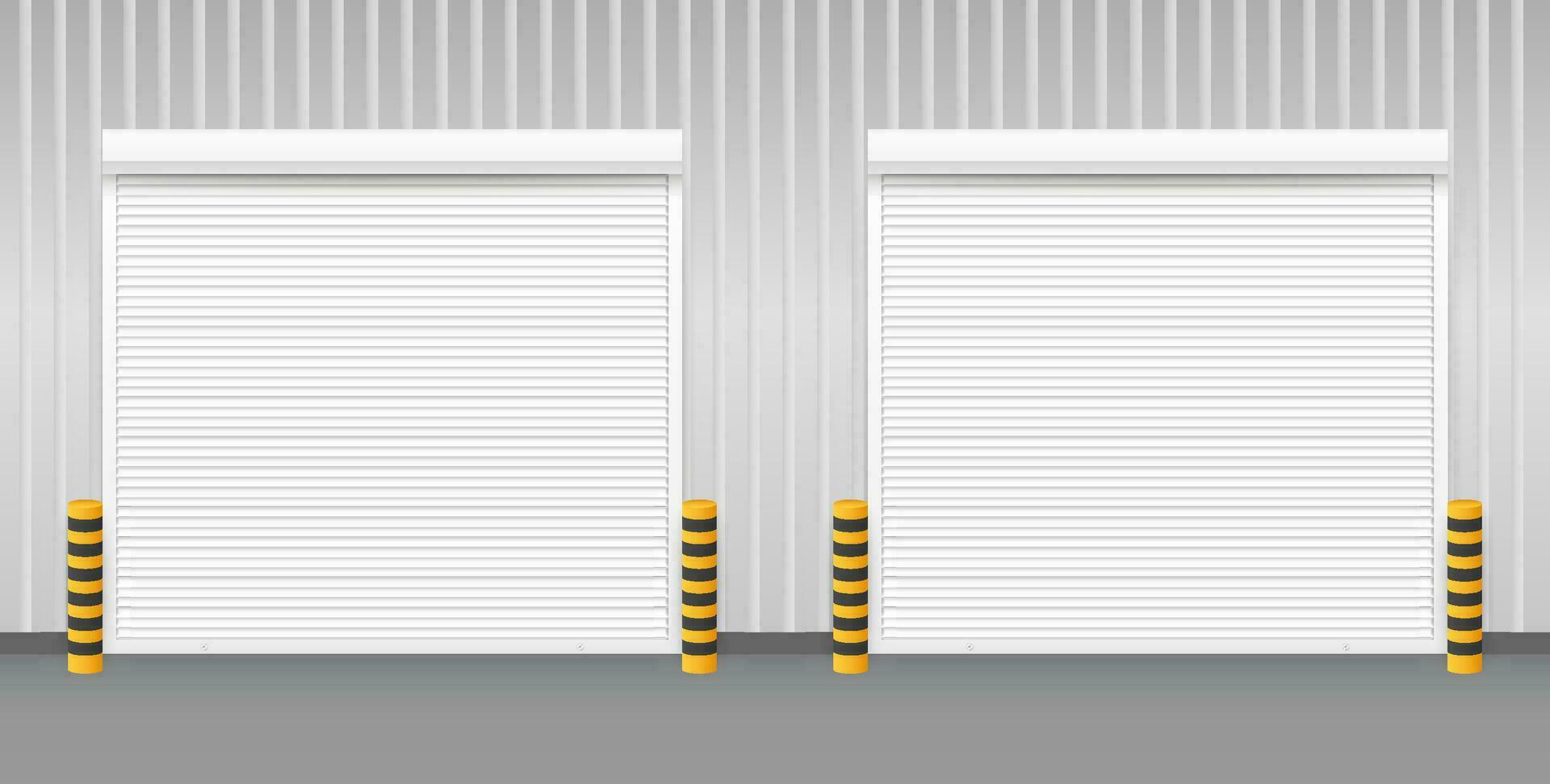 Vector Door with Rolling Shutters on white background. Vector stock illustration.