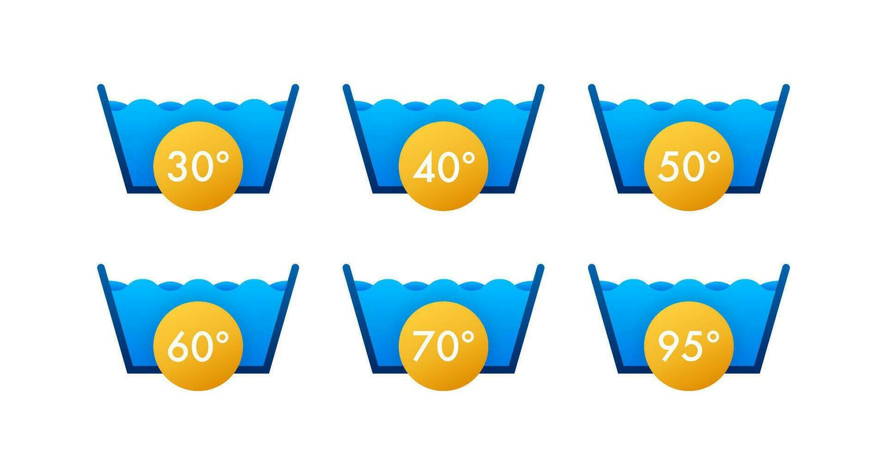 Temperature of water. Temperature washing icon with thermometer vector