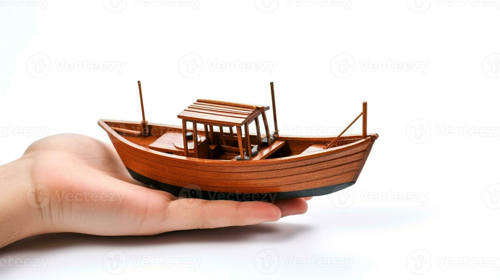 Displaying a 3D miniature Boat. Generative AI photo