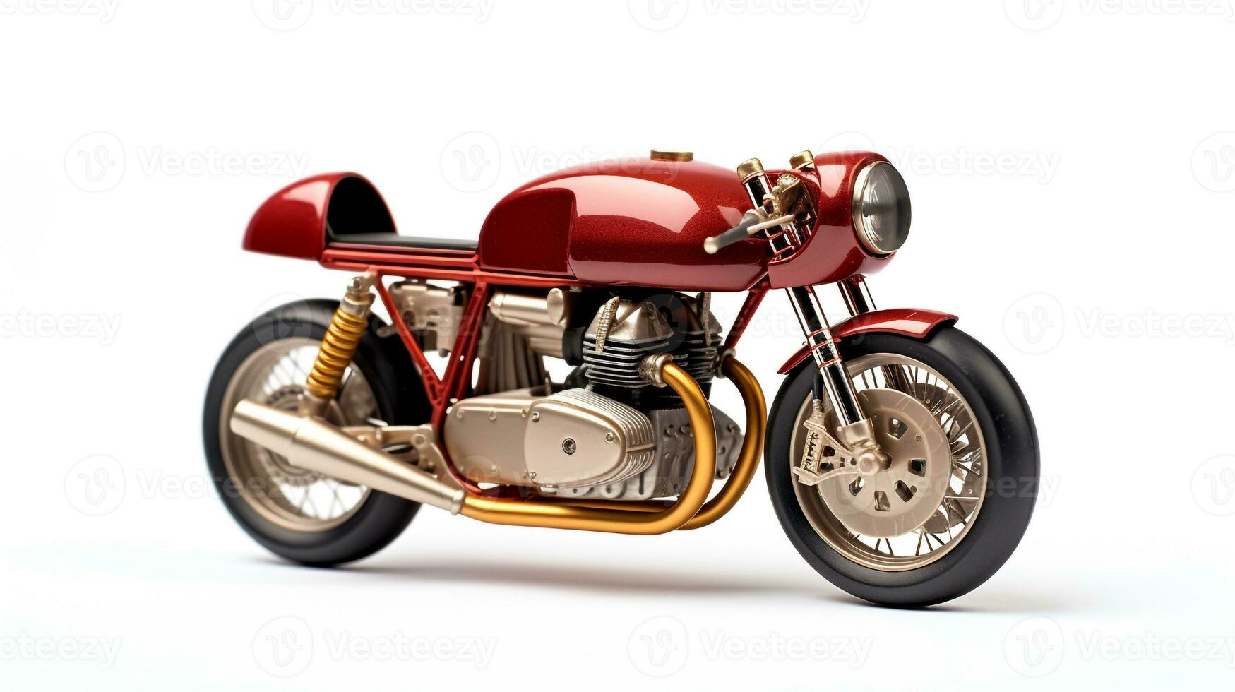 Displaying a 3D miniature Cafe Racer Motorcycle. Generative AI photo