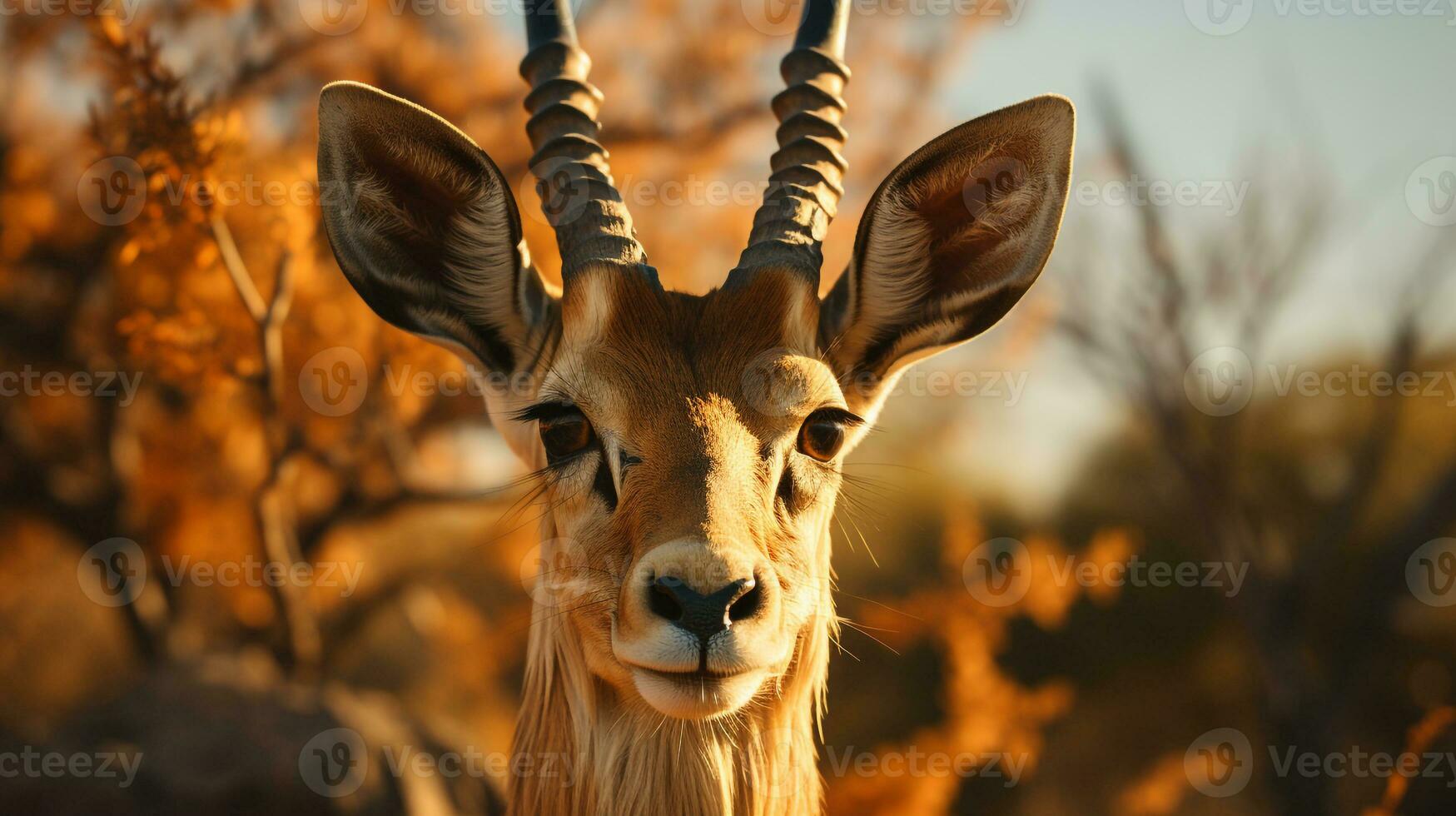 Close-up photo of a Gazelle looking any direction on jungle. Generative AI