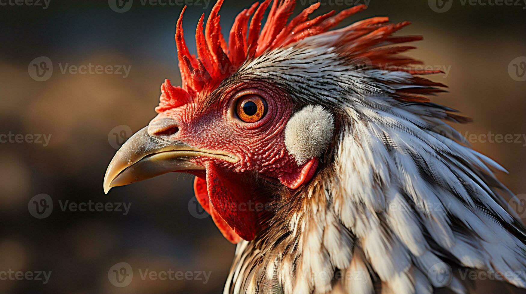 de cerca foto de un aves de corral mirando ninguna dirección. generativo ai