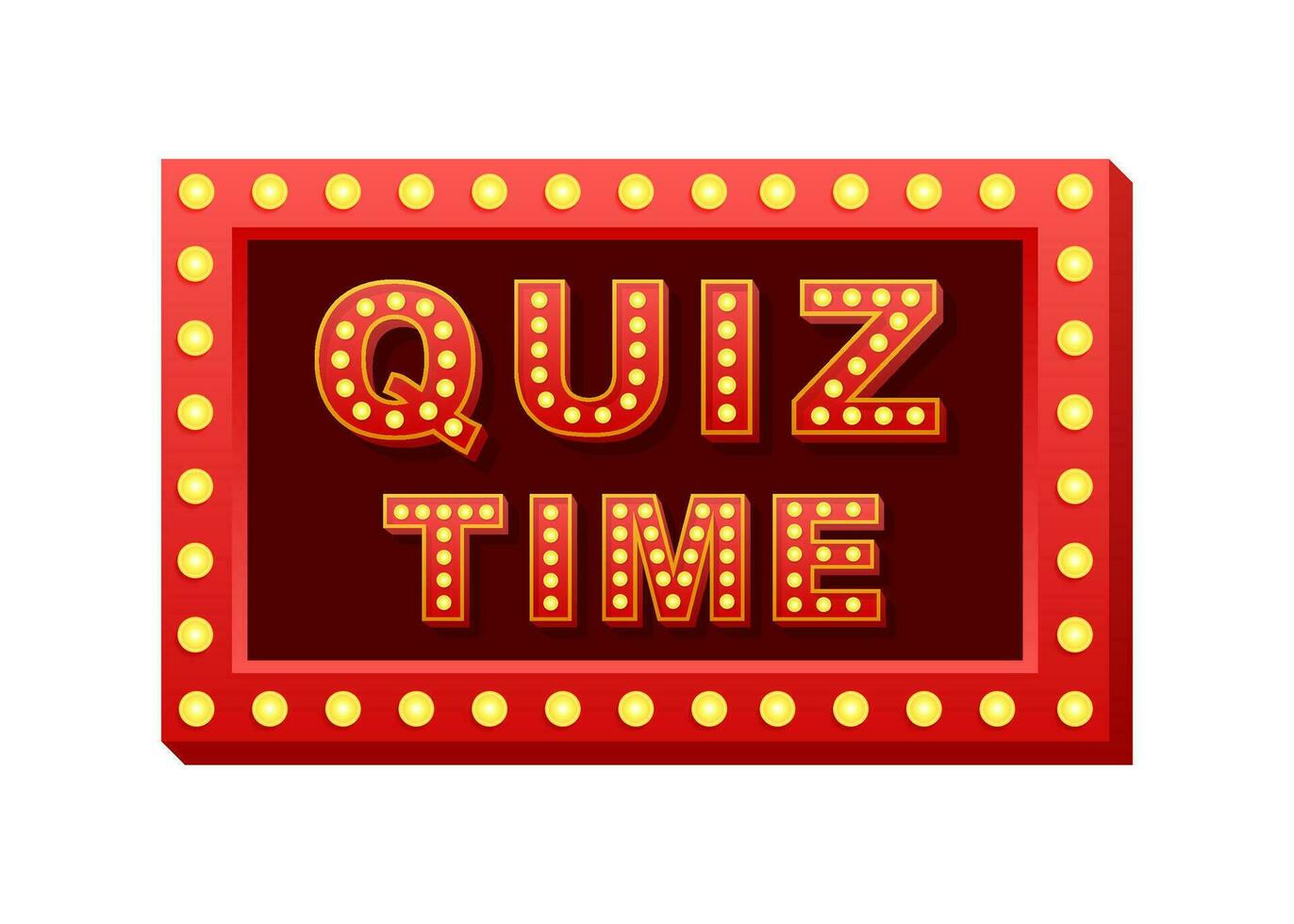 Retro light text quiz time. Retro light bulb. Vector stock illustration.