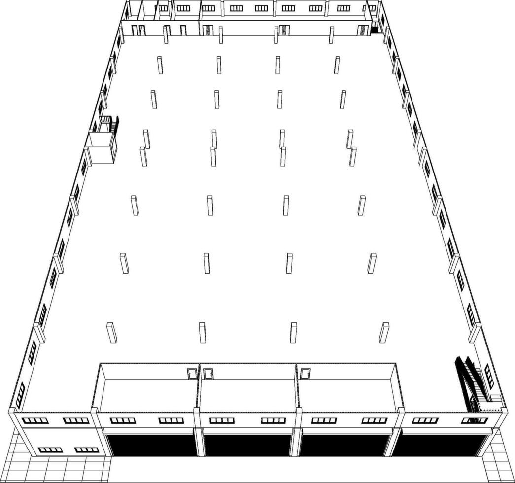 3d ilustración de industrial edificio vector