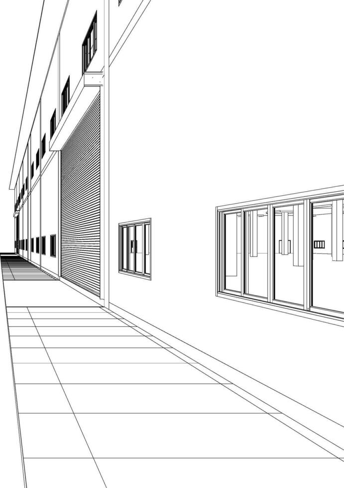 3D illustration of industrial building vector