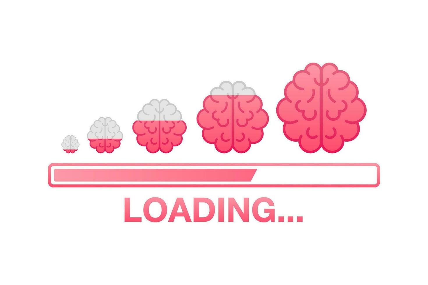 Idea loading concept with idea brain processed on a lightbulb bar. Vector stock illustration