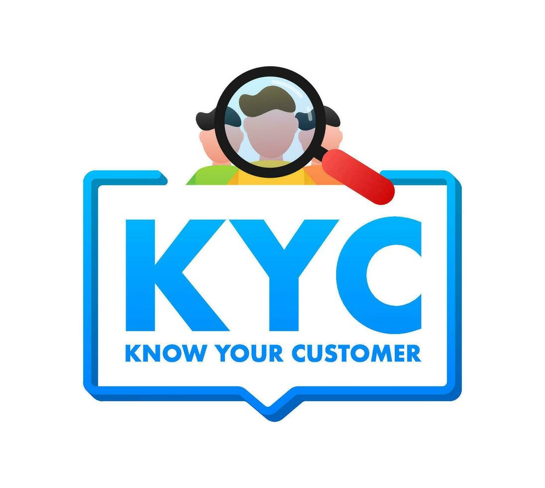 KYC or know your customer. Idea of business identification and finance safety. Vector stock illustration