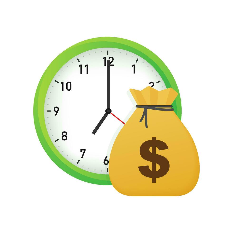 Time is money icon. Money saving. Business and management. Vector stock illustration