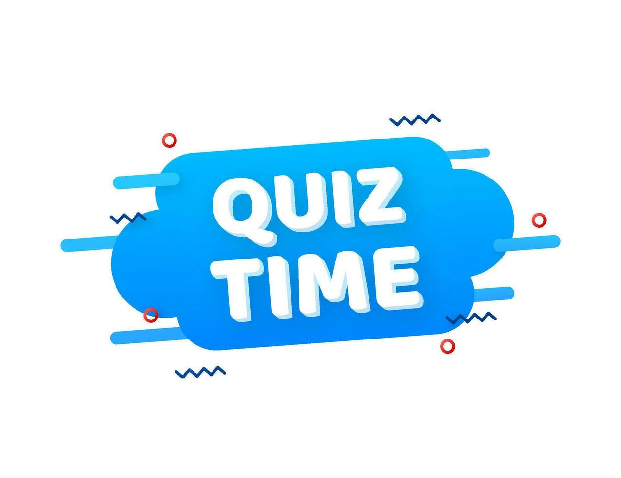 Quiz time logo with clock, concept of questionnaire show sing, quiz button, question competition. Vector stock illustration