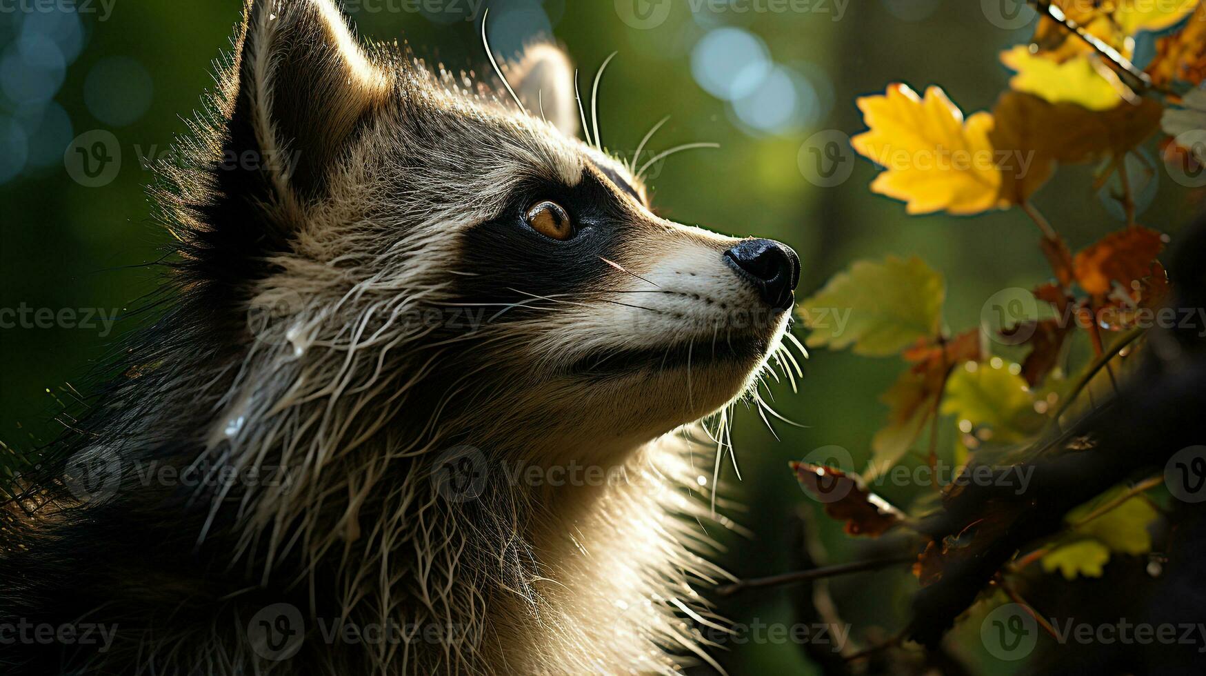 Close-up photo of a Raccoon looking any direction. Generative AI