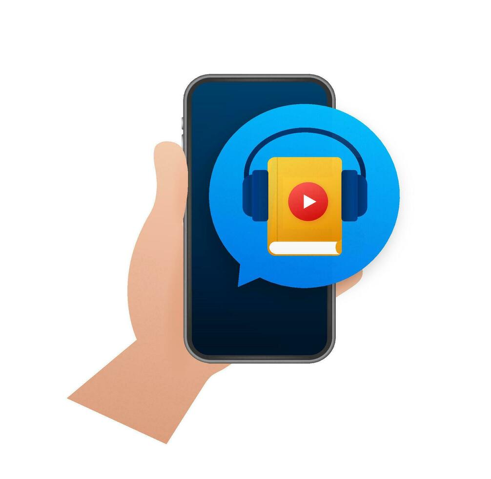Concept audio book for web page, banner, social media. Vector illustration