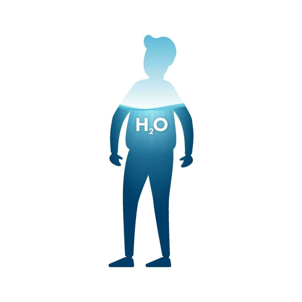 Water body balance. H2O level. Healthy lifestyle. Vector stock illustration