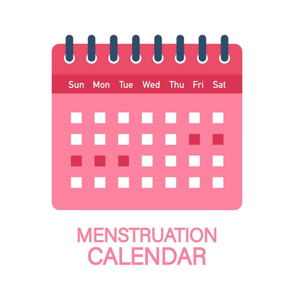 Menstruation calendar on white background for medical design. Personal hygiene. Monthly calendar. Vector stock illustration