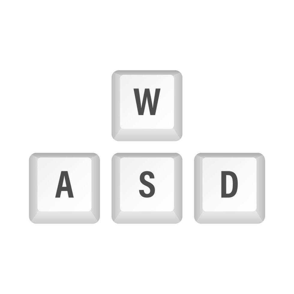 wasd computadora teclado botones. escritorio interfaz. web icono. juego de azar y ciberdeporte. vector valores ilustración