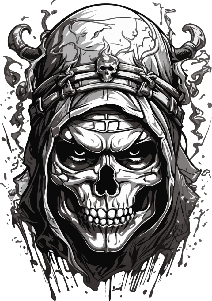 Evil Ninja Skull Clip Art AI Generative png