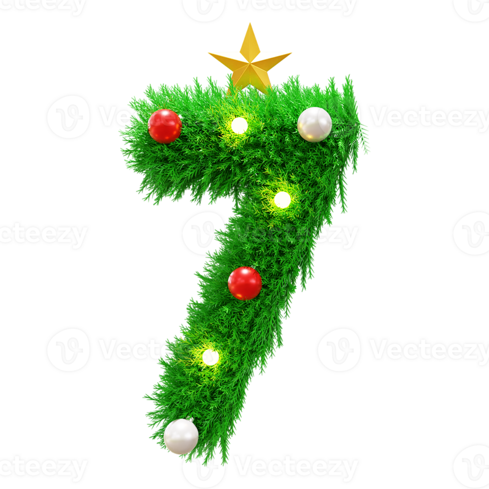 Christmas time countdown number with 3d grass text png