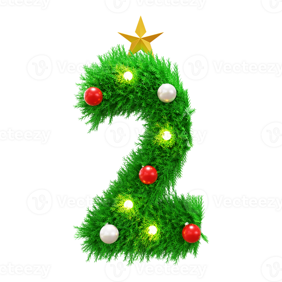 Christmas time countdown number with 3d grass text png