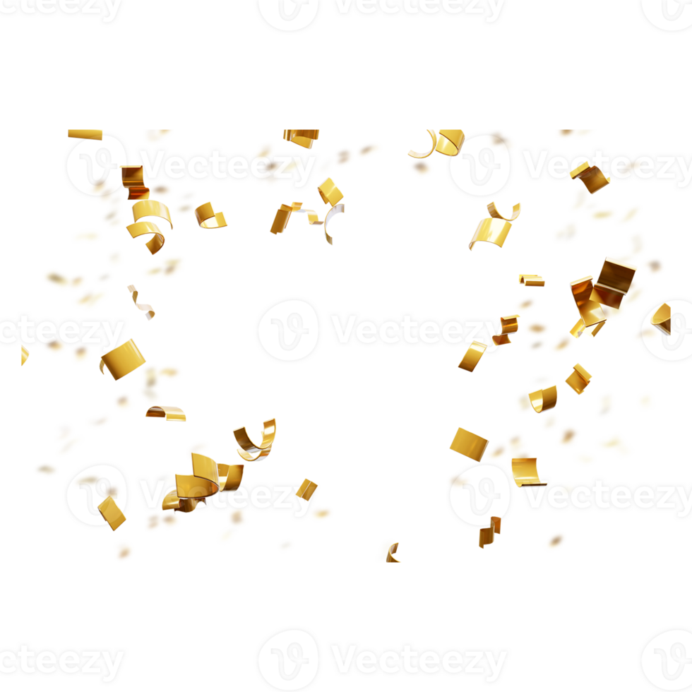 realistic gold celebration confetti on transparent background png