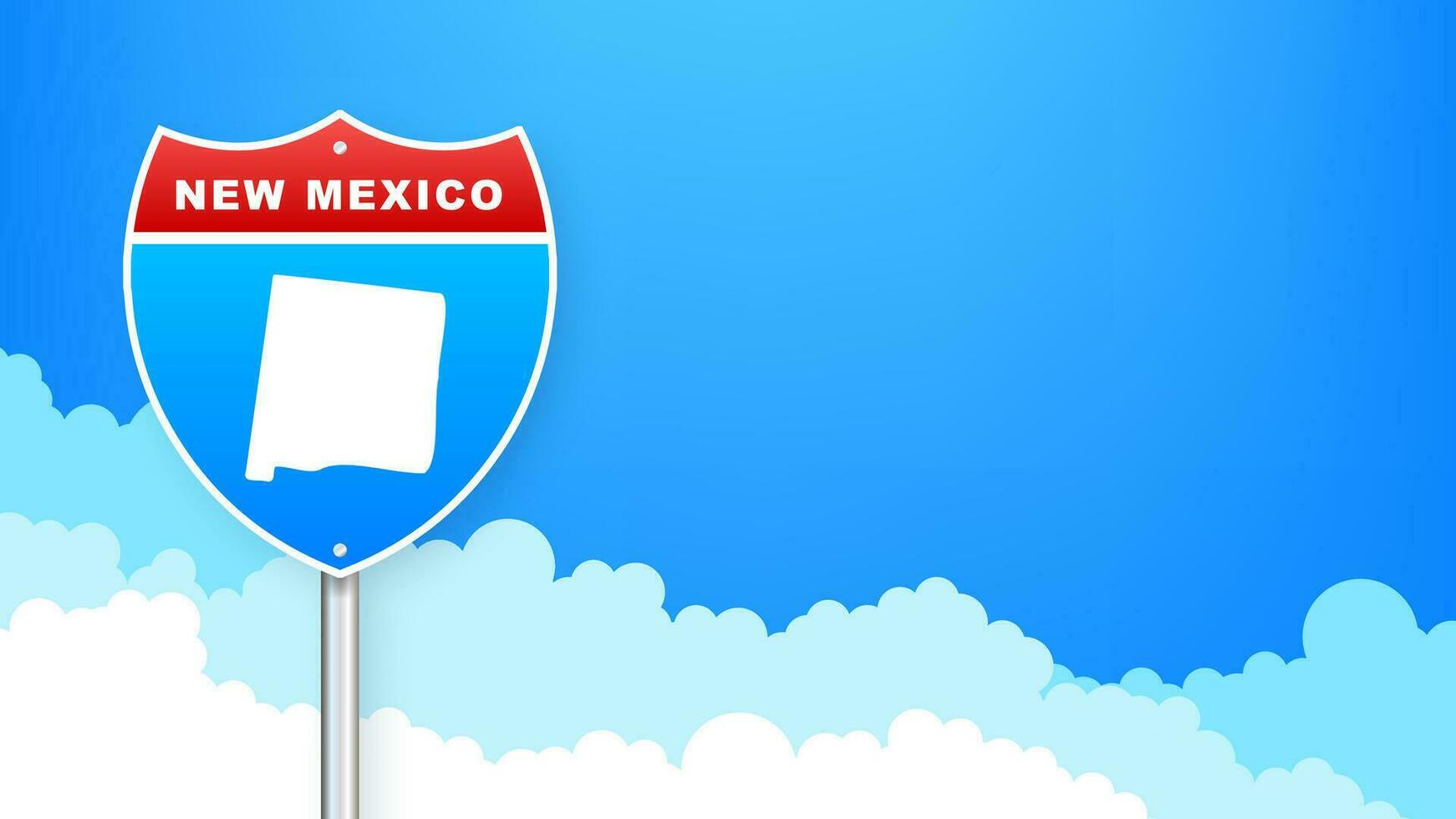 New Mexico map on road sign. Welcome to State of New Mexico. Vector illustration
