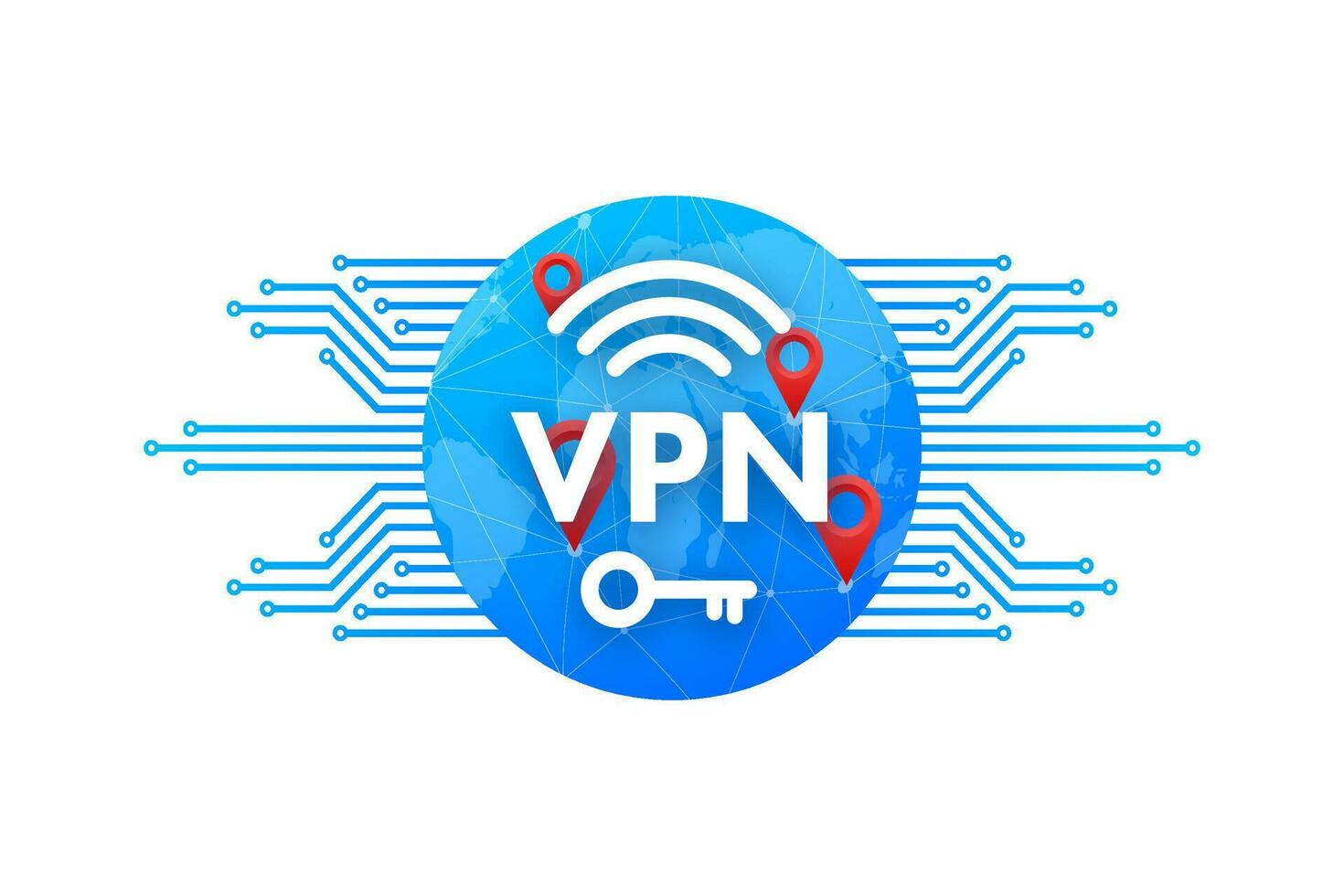 Secure VPN connection concept. Virtual private network connectivity overview. Vector stock illustration