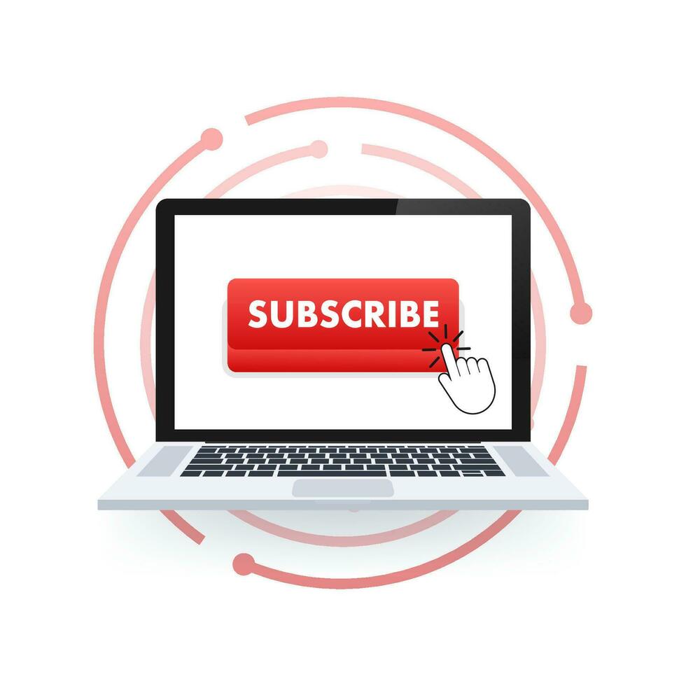 Subscribe button. Blogging, promotion. Social media concept. Streaming video Vector stock illustration