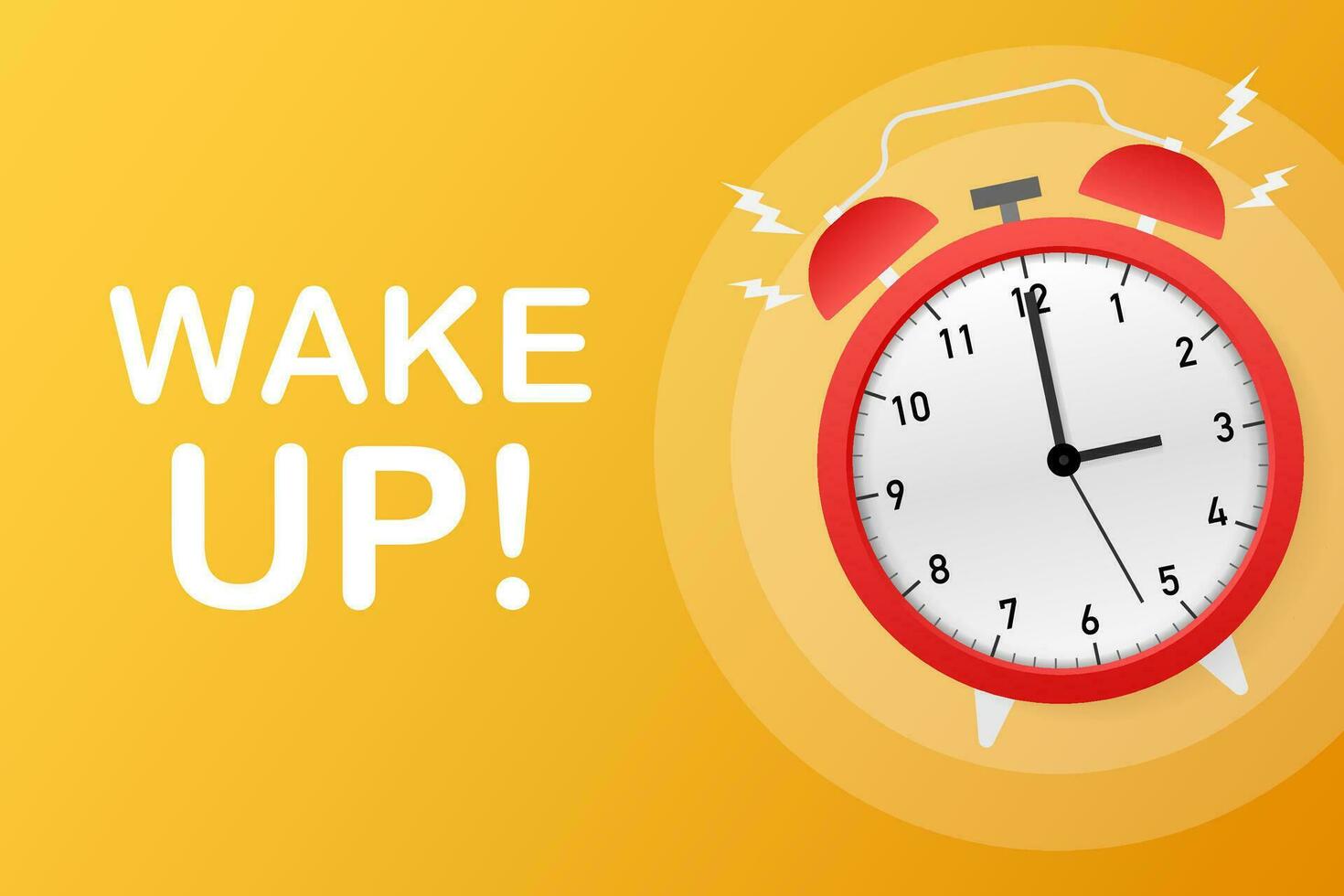 Wake up poster with alarm clock. Vector illustration.