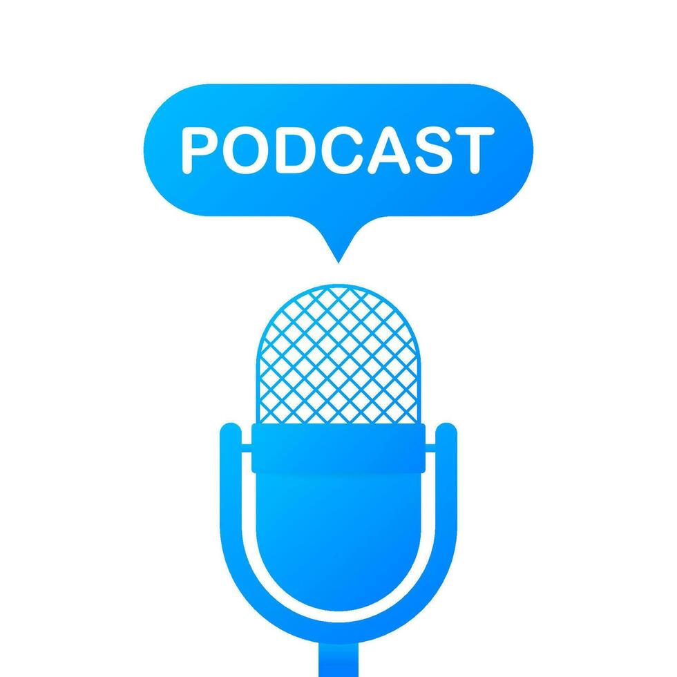 podcast icono me gusta en aire vivir. podcast. insignia, icono, estampilla, logo. radio radiodifusión o transmisión. vector ilustración.
