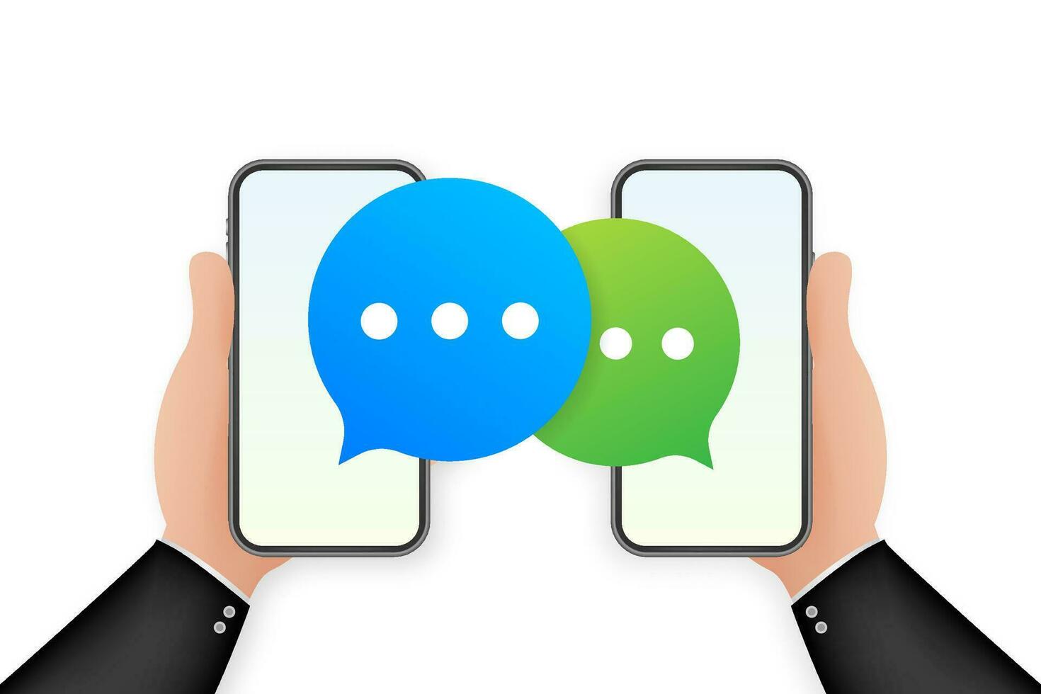 Chat Message Bubbles on smartphone screen. Social network. Messaging. Vector stock illustration