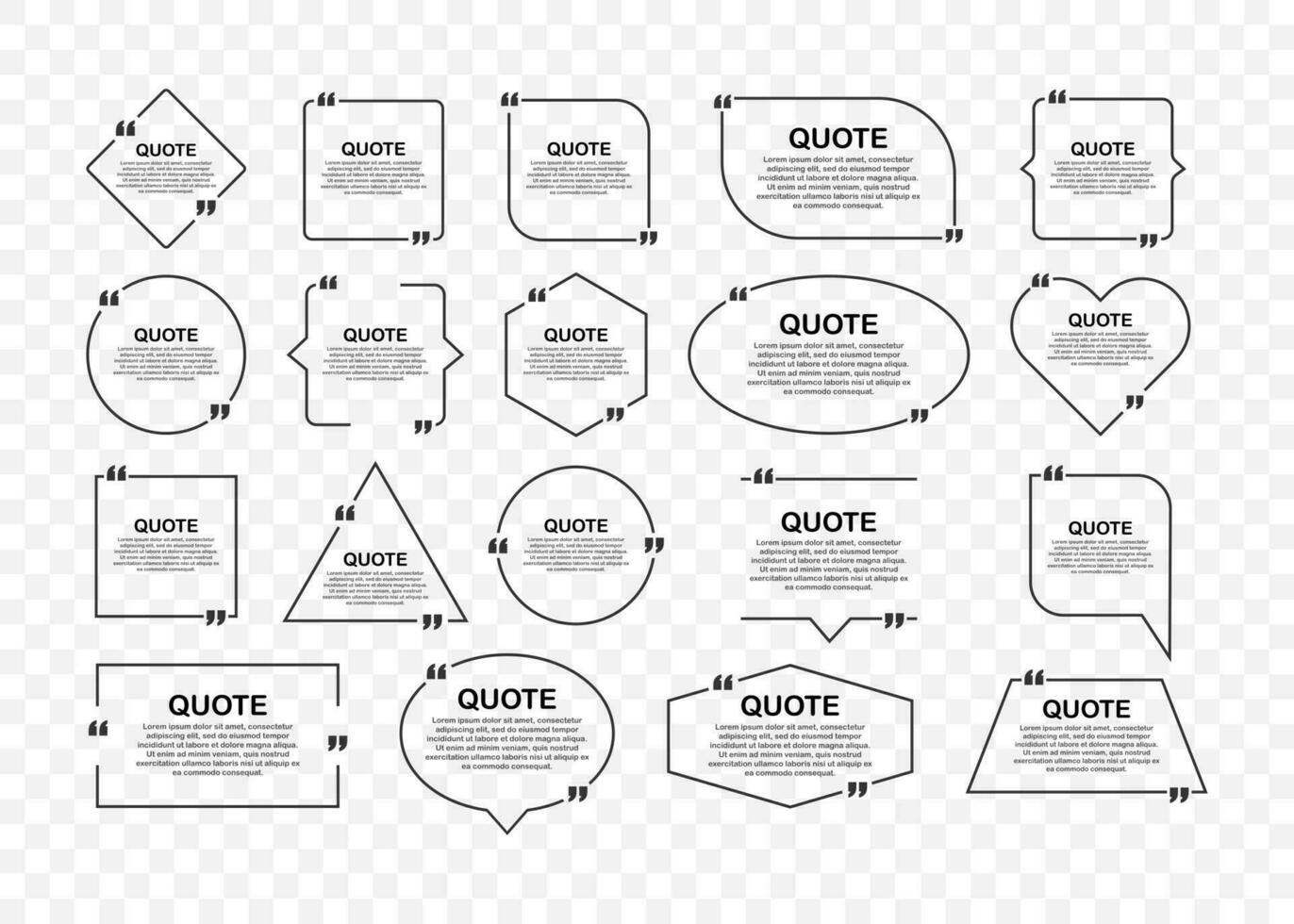Set Quote frames. Blank template with print information design quotes