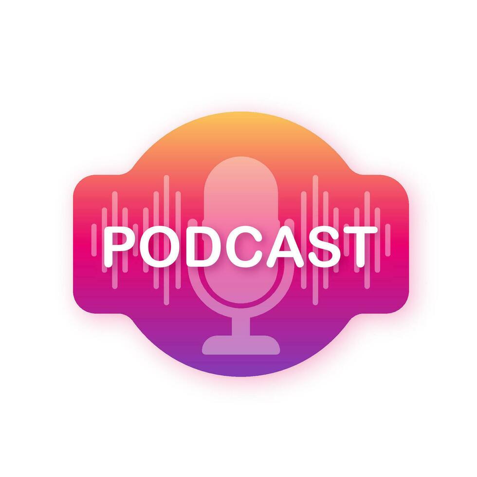 Podcast. The microphone icon. Broadcast podcast. Vector stock illustration.