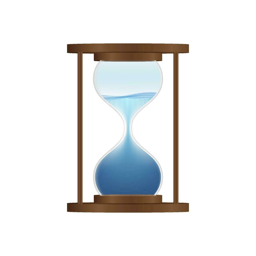 Hourglass with water. Countdown. Saving water. Vector stock illustration