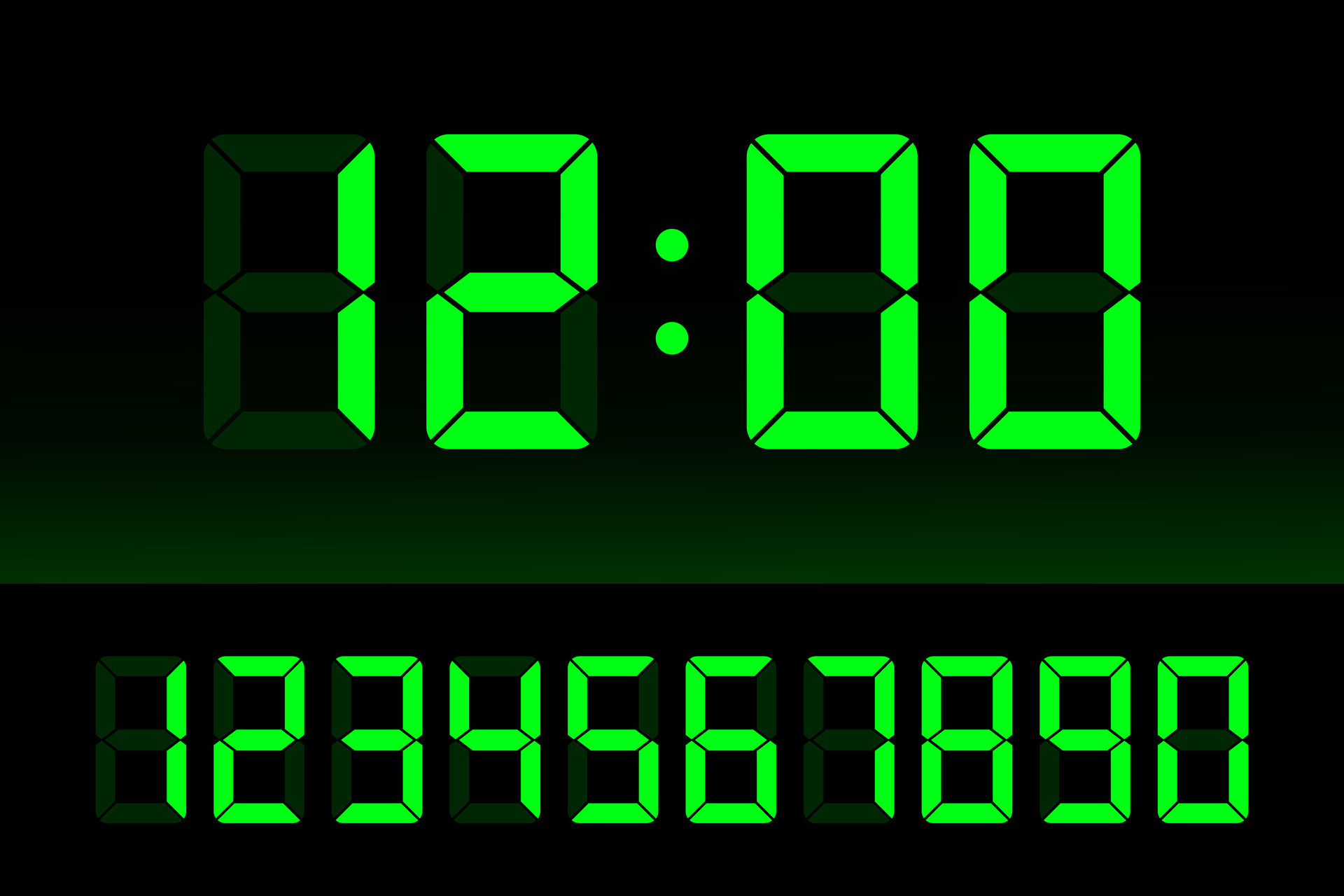 Digital clock number set. Time icon. Design element. Vector stock