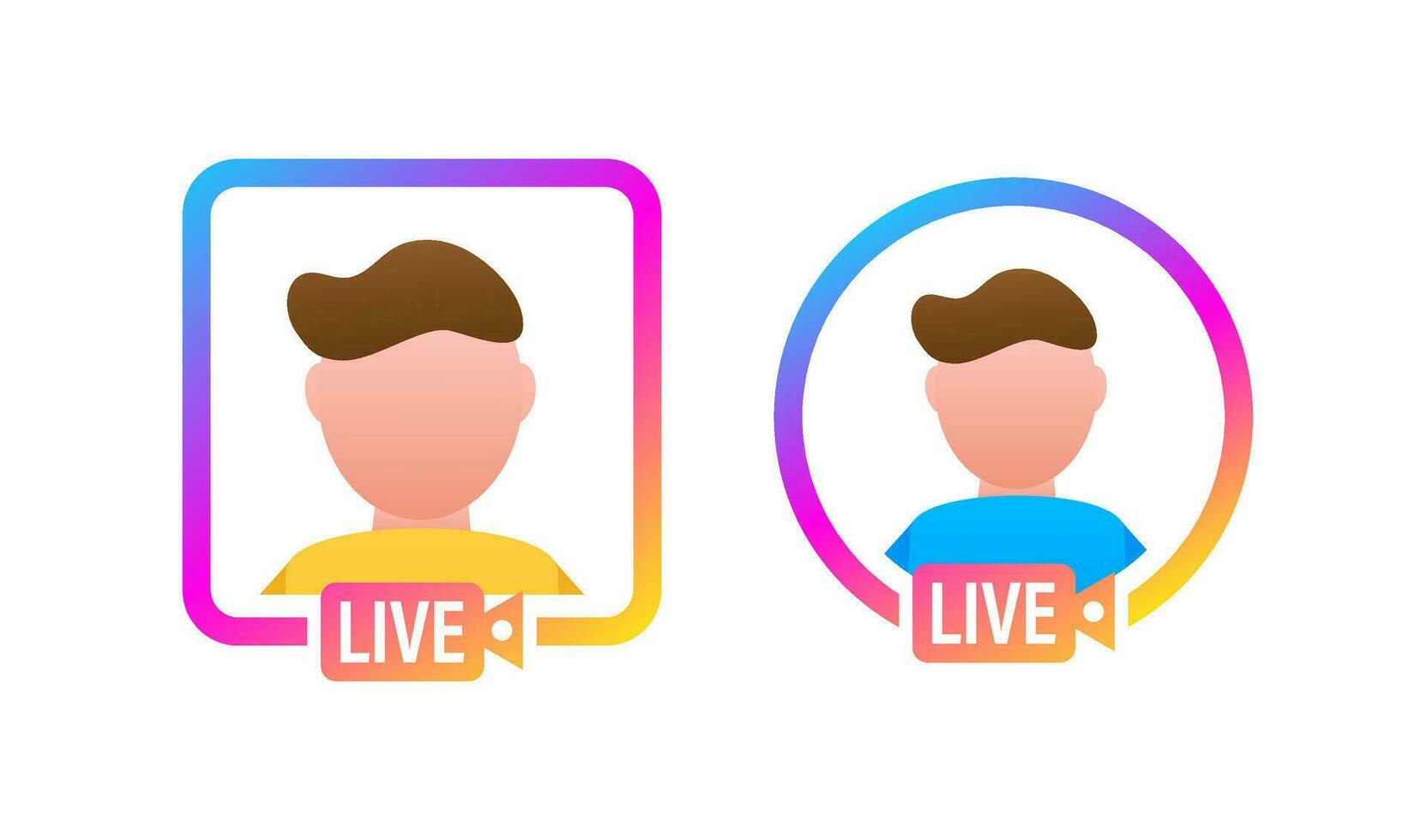 Social media icon avatar frame. Live stories user video streaming. Vector illustration